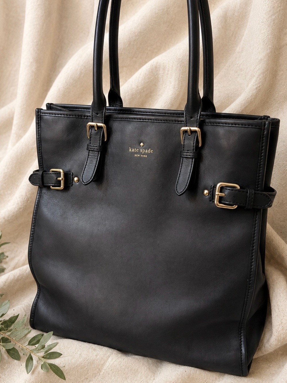 Kate Spade Vanston Dylan Large Black Leather Work Tote Shoulder Bag - Picture 7 of 14